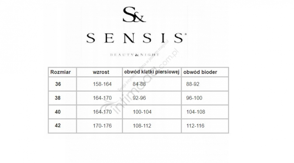 Tabela rozmiarów Sensis Piżama Sheena