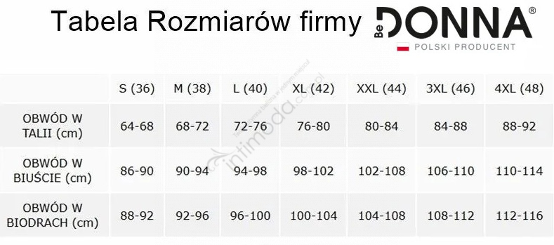 Tabela rozmiarów Donna Piżama Simply 1/2 Olive