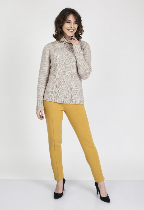 MKMSwetry Sweter Estelle SWE 121 Beżowy