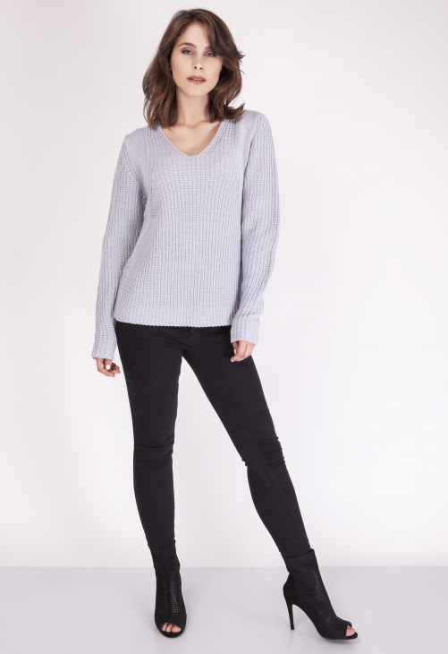 MKMSwetry Sweter Victoria SWE 123 Jasny szary